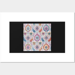 Boho Chic Glam Paisley Cream / Multi Posters and Art